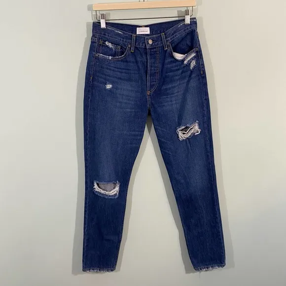 Boyish By HER Blue Distressed High Rise Skinny Billy Jeans in Sabrina Size 28