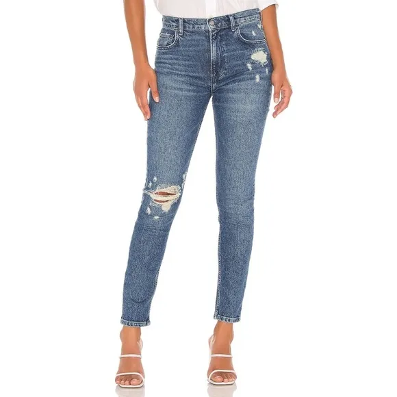 Revolve Boyish by Her The Zachary High Rise Skinny Jeans Distressed size 26