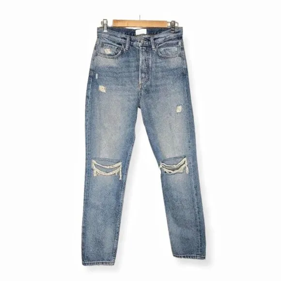 Boyish the Billy Distressed Rigid High Rise Straight Jeans in Easy Rider 27