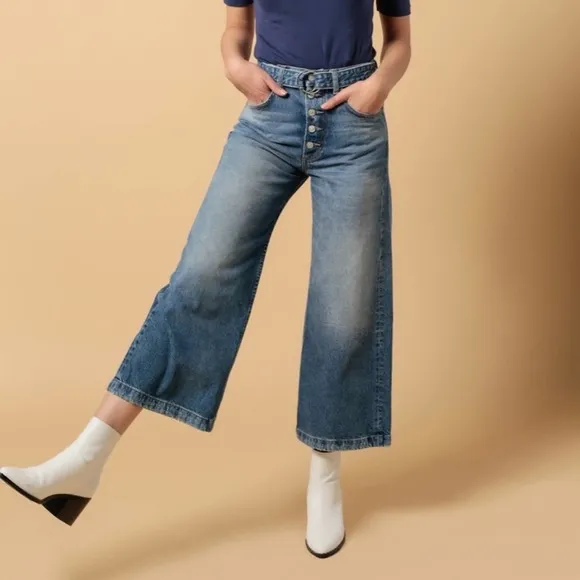 Boyish Charley Crop High Rise Wide Leg Jeans