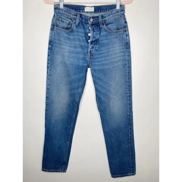 Boyish Tommy Jeans High Rise Straight Greed Wash 100% Cotton Button Fly Size 26