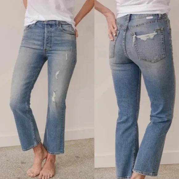 BOYISH Brady River of No Return High Rise Straight Crop Button Fly Jeans Sz 30