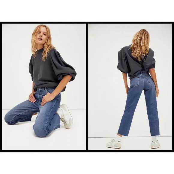 💕BOYISH💕 Tommy Jeans ~ Krush Groove High Waisted Straight Leg Raw Hem 28