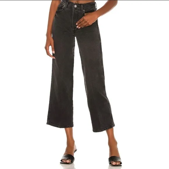 BOYISH The Mikey High Rise Wide Leg Jeans Black 29