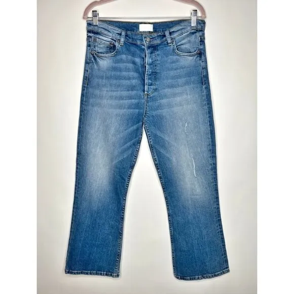 Boyish Brady Jeans High Rise Crop Flare Distressed River Of No Return Size 29