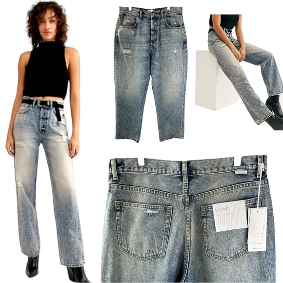 Womens Blue Jeans Boyish Size 31 Rigid High Rise Relaxed His Girl Friday Ziggy
          
      NWT