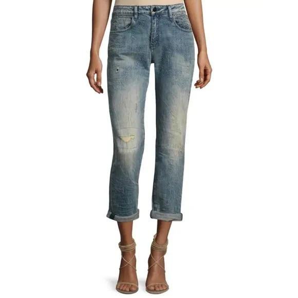 Brockenbow Charlotte Mid-Rise Boyfriend Al Rosace Vintage Trip Distressed Jeans