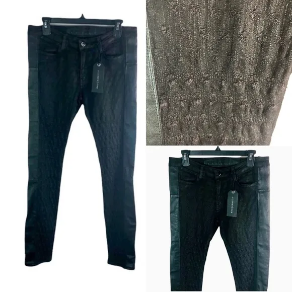 NEW Brockenbow size 27 Dark Aubergine Honeycomb Jeans Emma Skinny Faux Leather
          
      Boutique