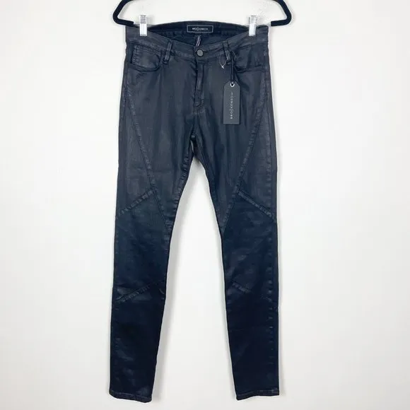 NWT Brockenbow Woman's 28 Waxed Black Puzzle Magda Skinny Jeans Mid Rise
          
      NWT