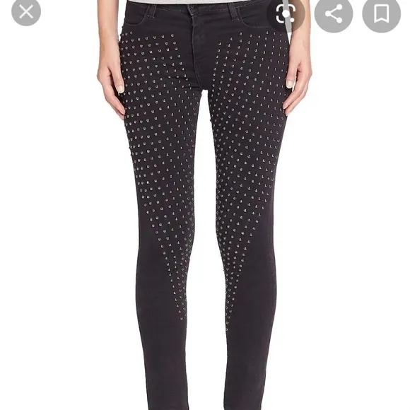 Brockenbow Size 27 Black Reina Studded High Rise Skinny Jean