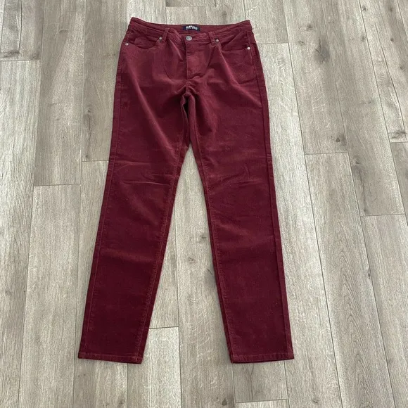 Buffalo corduroy pants jeans womens mid rise stretch skinny sz 8/29 maroon red