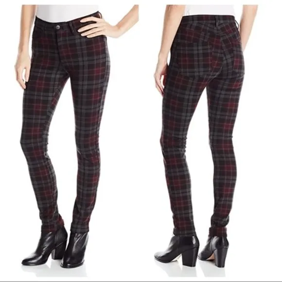 Buffalo David Bitton Ivy Skinny Plaid High Rise Jeans Stretch Purple Grey Sz 29