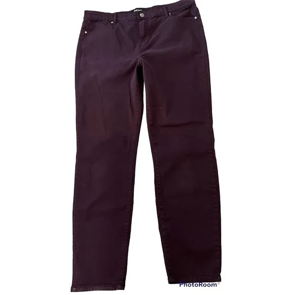 Buffalo David Bitton Sz 14 Hanna High Rise Soft Stretch Skinny Jean Dark Raisin