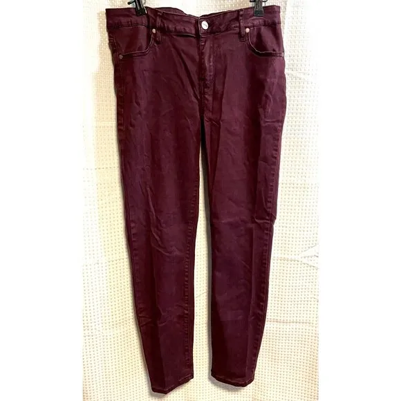 Buffalo David Bitton Royal mid rise skinny jeans womens 12 / 32 30 x 28 burgundy
