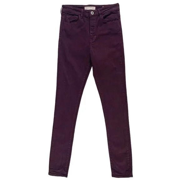 Bullhead Women Jeans, Super High Rise Skinniest Burgundy Denim, Junior Size 5