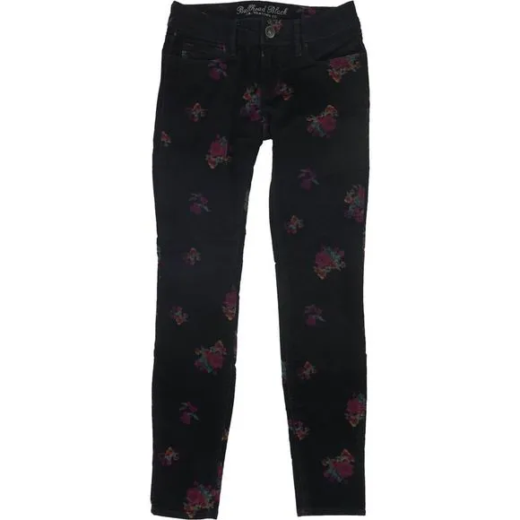 Bullhead Denim Co. Womens Premium Velveteen Floral Skinny Fit Jeans, Black, NWT
          
      NWT