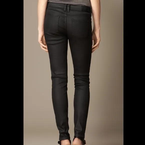 Burberry Britt Skinny Low Rise Wax Coated Jeans