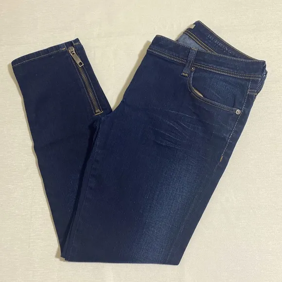 BURBERRY BRIT Women's Burrington Low Rise Skinny Denim Jeans w Side Zippers