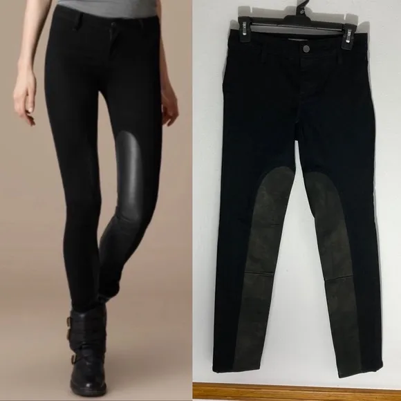 Burberry Brit black Porthbridge jeans with leather detail size 27w