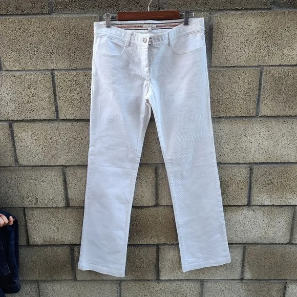 𝅺burberry London White Slim Flared Jeans Womens Size 8