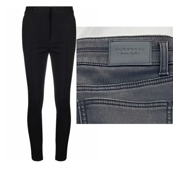 Lined straight leg black Burberry London high waisted jeans.