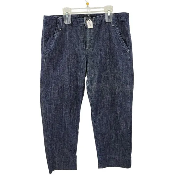 Calvin Klein Womens Jeans Cropped Skinny Trouser Stretch Mid Rise Dark Wash 14