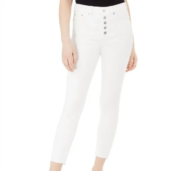 calvin klein white high right skinny button front jeans