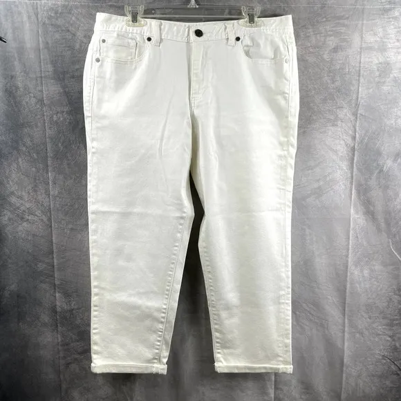 Calvin Klein womens jeans skinny crop white 14/32 button and zip
