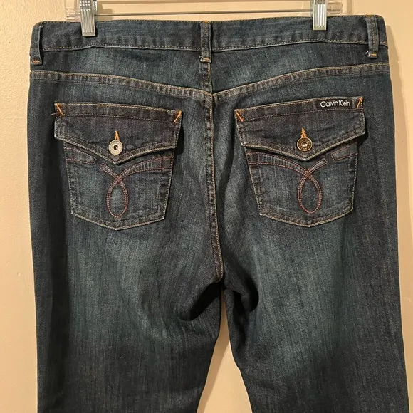 Calvin Klein Dark Rinse Lean Boot Leg Jeans Size 14