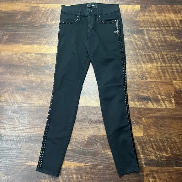 EUC Calvin Rucker Heartbreaker Studded Black Skinny size 26 Women's Denim Pants