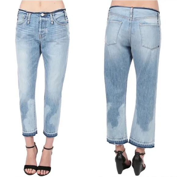 Calvin Rucker Waistless Baby Love Light Wash Raw Hem Cropped Jeans Size 25