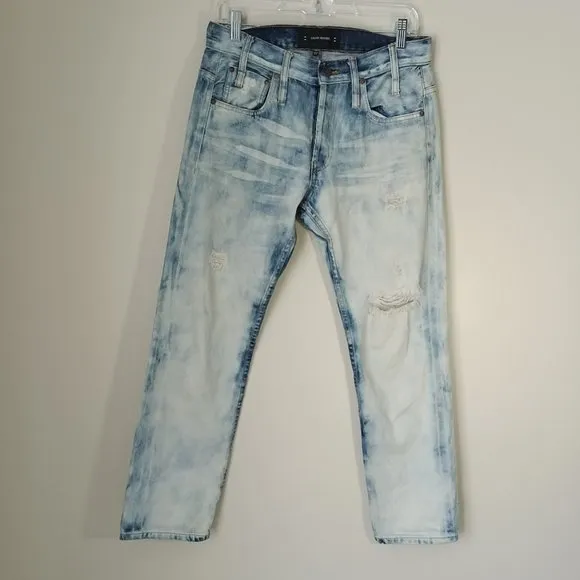 Calvin Rucker Love Me Bleach Wash Distressed Selvedge Denim Jeans Size 27