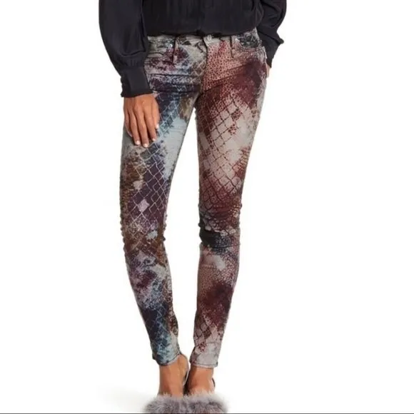 Calvin Rucker Heartbreaker Skinny Fit Ankle Jeans Snake Print Pants Size 27
