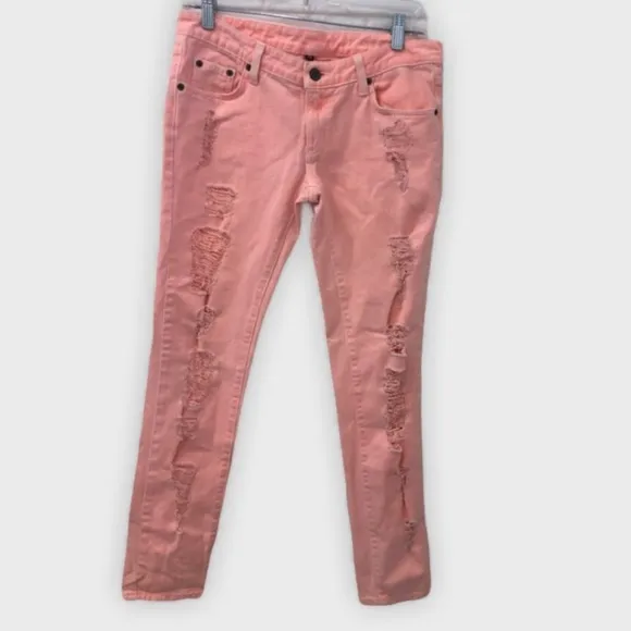 CarMar distressed jeans Neon coral
