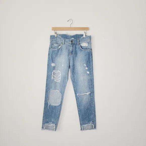 New Carmar Los Angeles Mid-Rise Ripped Ankle Frayed Jeans Size 26