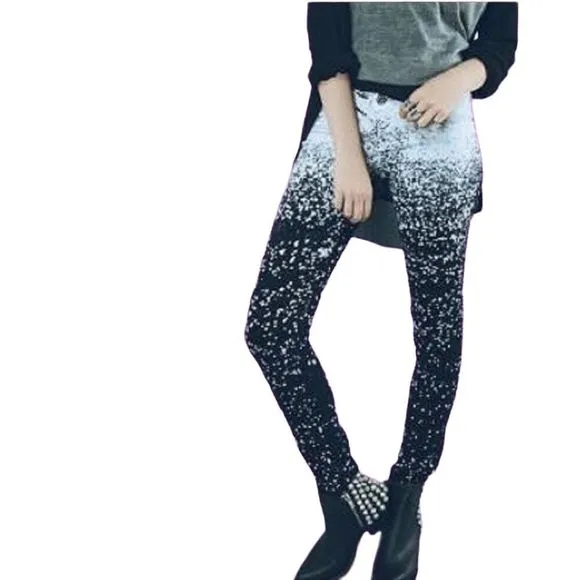 CARMAR Black & Stone Spray Bleached Edgy Skinny Jeans Sz 27