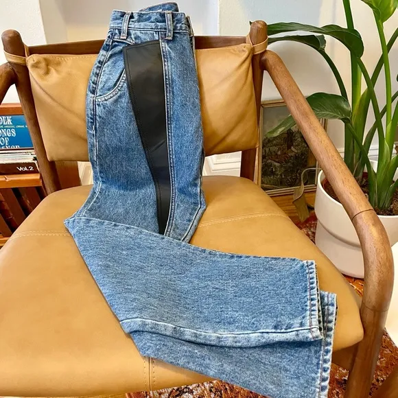 BRAND NEW CELINE DENIM PANTS WITH LEATHER DETAIL!!
          
      NWT