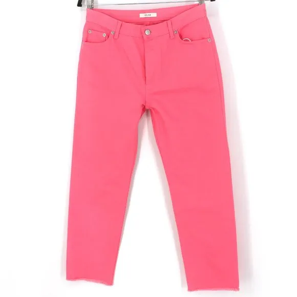 Celine Pink Denim Jeans Button Fly Frayed Cropped Woven Pants Cotton 36 S NWT
          
      NWT