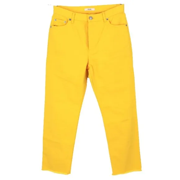 CÉLINE Denim Jeans Button Fly Cropped Pants Woven Yellow Cotton 36 Small NEW
          
      NWT