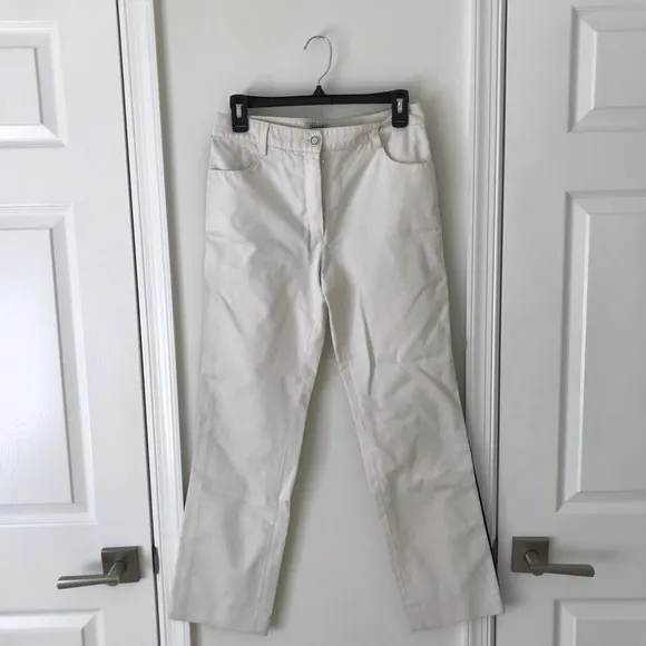 Chanel White Jeans with black racer stripe