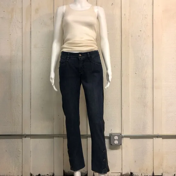 Chanel Blue and Charcoal Panel Jeans, Sz 36, US 4