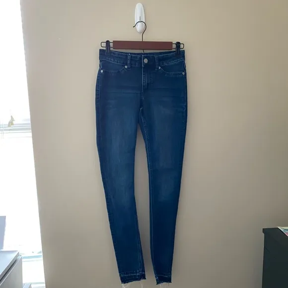 Cheap Monday Dark Wash Raw Hem Skinny Jeans Size 26/27