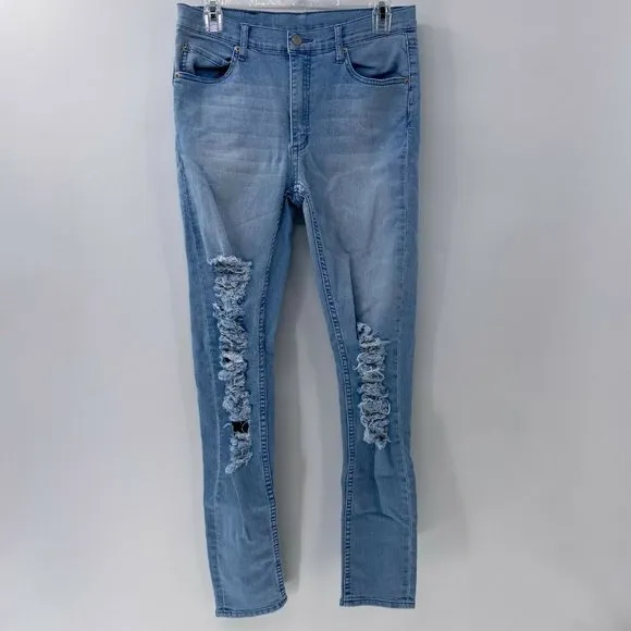 cheap monday distressed skinny jeans sz 30/32 second skin alert light wash