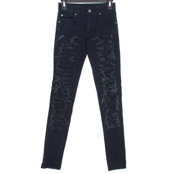 Cheap Monday Womens Jeans Narrow Ripped and Sewn Distressed Blue 25 HX