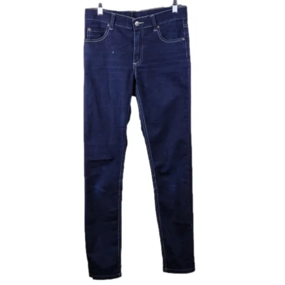 Cheap Monday Dark Wash Five Pocket Mid Rise Straight Leg Denim Jeans