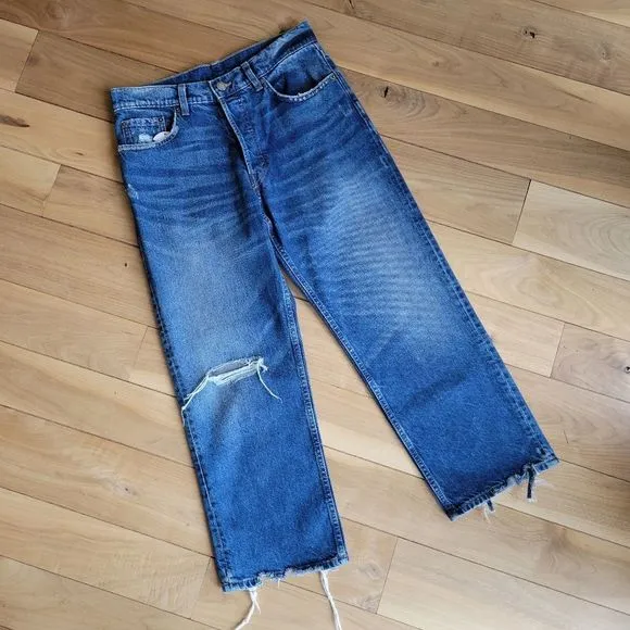 NWT Cheap Monday "Sound" Straight Distressed Cropped Jeans
          
      NWT