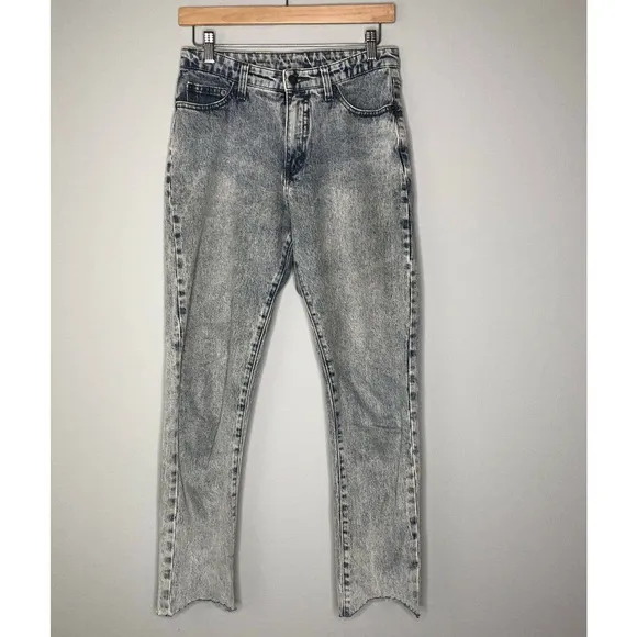 Cheap Monday Crop Destroyed Raw Cut Off Hem Jeans Sz 27/30 Stone Wash