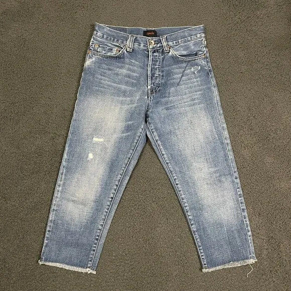 Chimala Jeans Womens 27 Blue Denim Pants Cropped Selvedge Japanese Fray 28x21