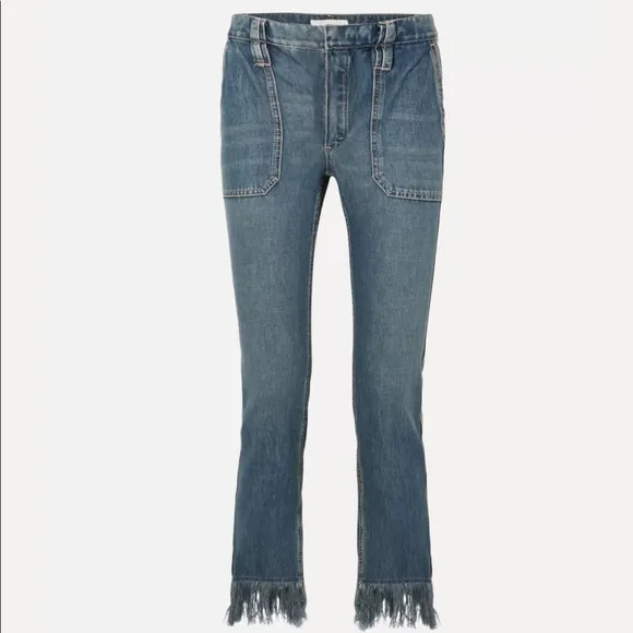 Chloe fringe trimmed denim jeans riviera blue 34
          
      NWT