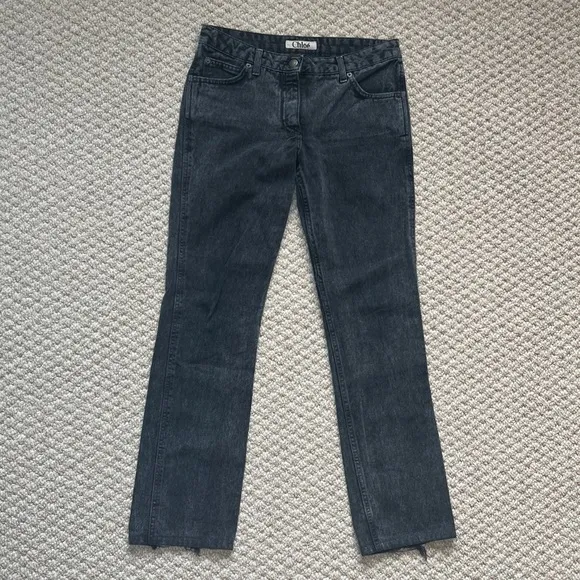 Chloe Black Gray Wash Straight Leg Denim Jeans
